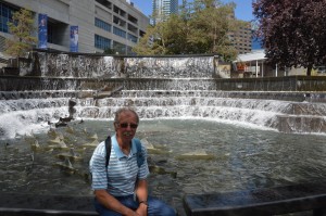 Beautiful fountain near sports arena in Toronto