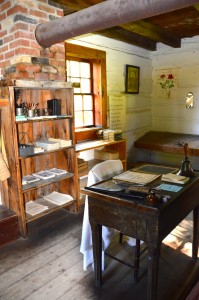 Old school house where girls sat an one side and boys the other. 