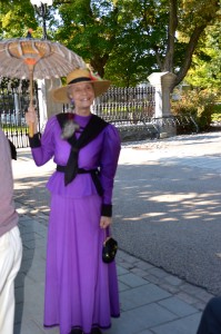 Our lovely guide who gave us a tour of the city - dressed in 100 attire.