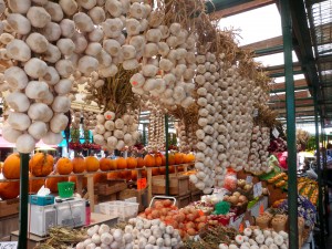 Tons of garlic in the Farmer's Market- Had a great sandwich here.
